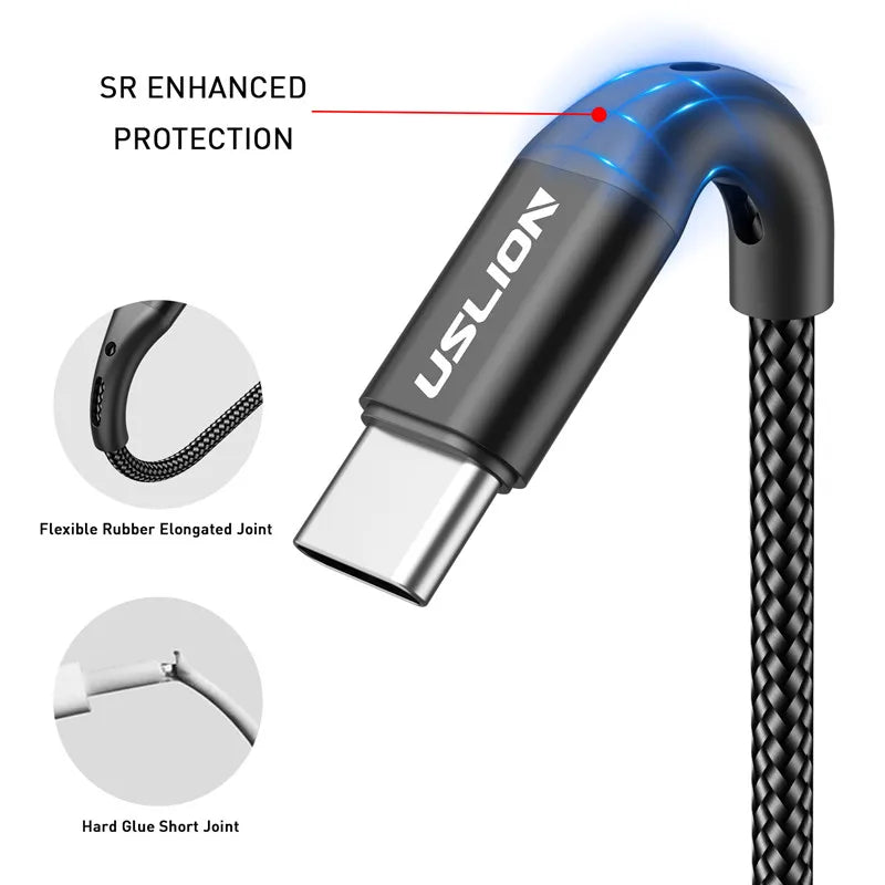 Cabo USB Tipo C Fio para Samsung S24 S23 Xiaomi Mi 14, Carregamento Rápido