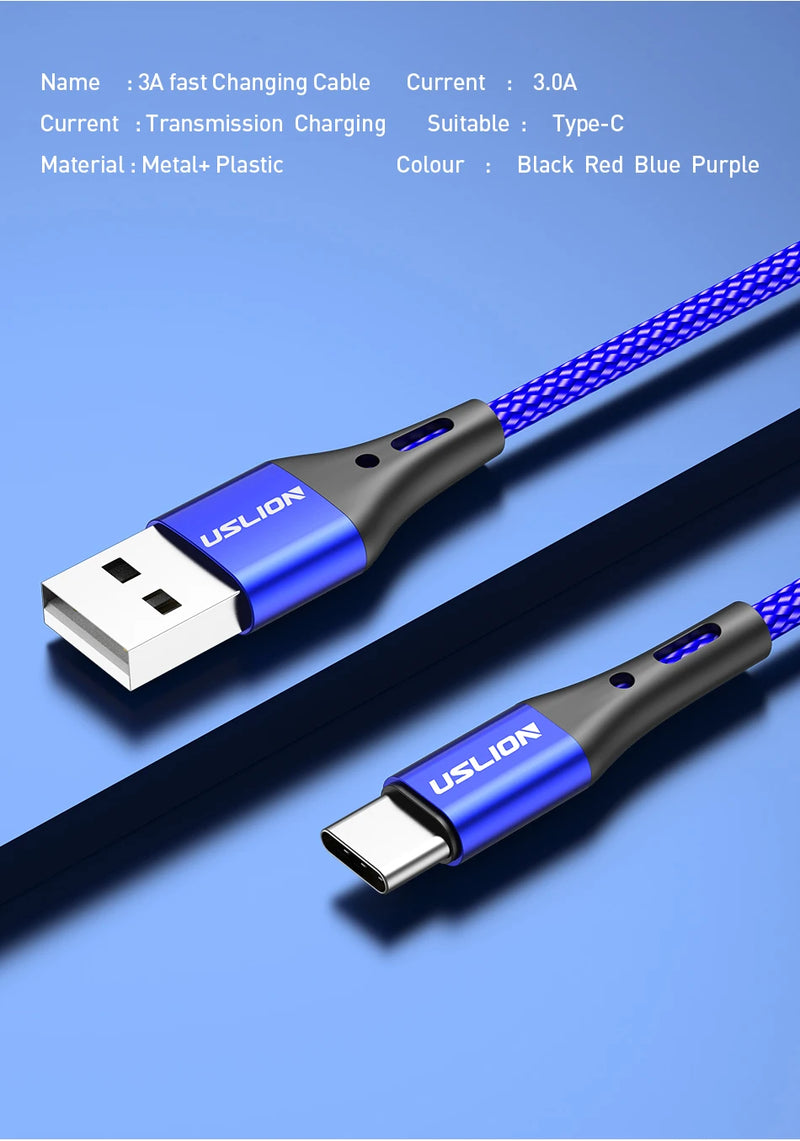 Cabo USB Tipo C Fio para Samsung S24 S23 Xiaomi Mi 14, Carregamento Rápido