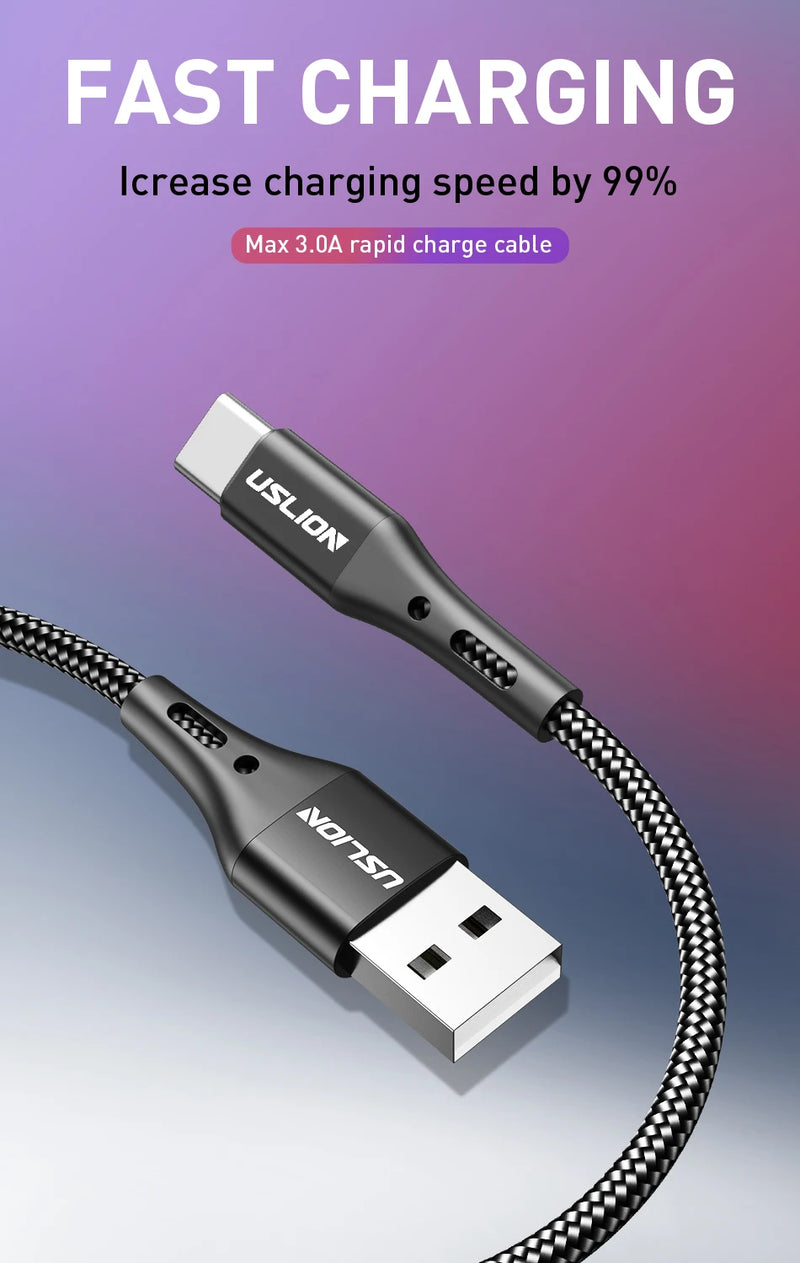 Cabo USB Tipo C Fio para Samsung S24 S23 Xiaomi Mi 14, Carregamento Rápido