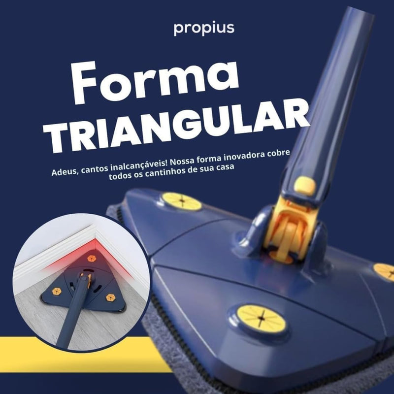 Esfregão Rodo Mop Giratório Triangular Limpa Forro E Vidros